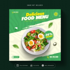 健康轻食简餐正方形海报PSD模板
