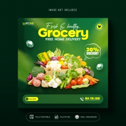 健康果蔬折扣正方形海报模板设计