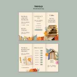世界读书日三折页宣传册PSD模板