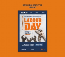 劳动节机械工具折扣传单PSD素材