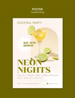 鸡尾酒派对宣传海报PSD素材