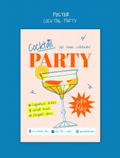 卡通手绘风格鸡尾酒派对海报设计