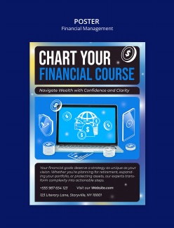 数字科技风格财务管理海报PSD模板