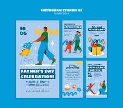 蓝色INS风格父亲节主题X5模板