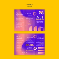 粉紫色渐变弥散风格三折页模板