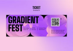 紫色风格艺术展入场券PSD模板