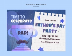 水彩风格父亲节主题活动邀请模板