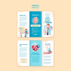 蓝色医疗网站宣传折页PSD模板