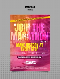 马拉松运动海报A3模板设计