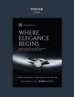 黑色风格珠宝首饰海报PSD模板设计