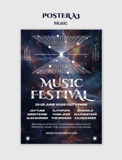 炫酷音乐节宣传海报A3模板设计
