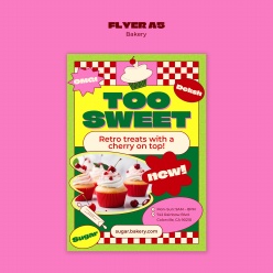 甜品美食宣传单页A5模板设计