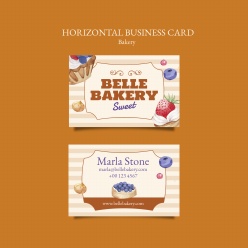彩绘风格面包店商务名片PSD