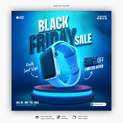 黑色星期五运动手表折扣主图设计