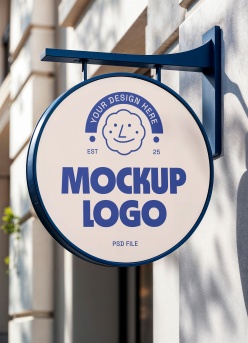 圆形店招LOGO展示样机设计