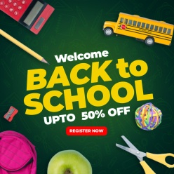 返校季学习用品折扣模板设计