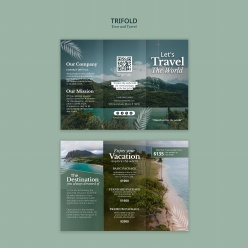 环球旅行宣传主题三折页正反面模板