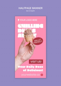 夏日冰激凌竖版banner设计