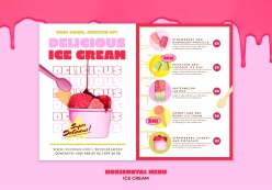 夏日冰激凌菜单正反面模板设计