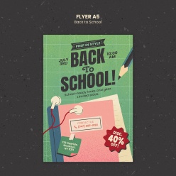 开学返校季折扣传单A5模板