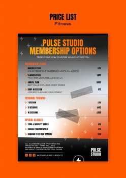 运动健身价目表ps素材