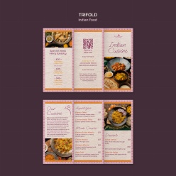 印度美食三折页宣传册正反面模板