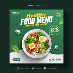 轻食餐美食正方形折扣海报ps素材