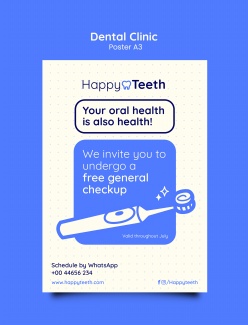 牙齿保健宣传海报A3模板素材
