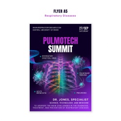 紫色风格呼吸系统疾病A5宣传单模板