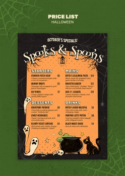 万圣节零食饮品价目表PS素材