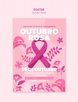 粉色丝带女性健康主题海报设计