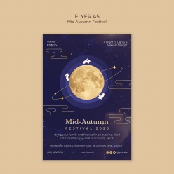 极简风格中秋节A5传单模板设计