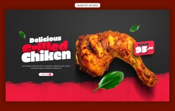 美味鸡腿美食横幅设计素材