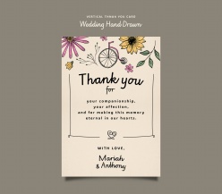 手绘花卉风格婚礼感谢卡设计