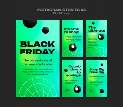 绿色弥散风格黑色星期五促销INS模板