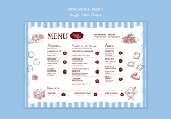 极简蓝色风格菜单PSD模板设计