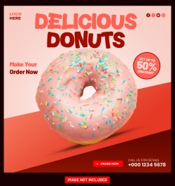 美味甜甜圈折扣特价海报设计