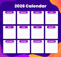 2026年全年日历表设计源文件