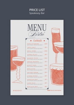 地下酒吧酒品饮料价目表PS素材