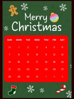 圣诞节主题元素月历模板设计