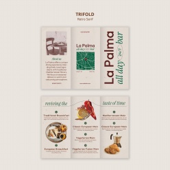 复古风格餐饮宣传三折页PSD模板