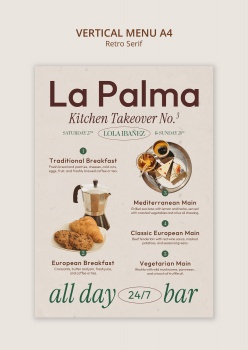 复古风格咖啡菜单A4模板设计