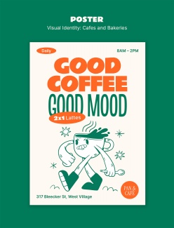 手绘风咖啡饮品店招贴海报设计