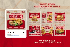 汉堡快餐美食宣传INS模板设计