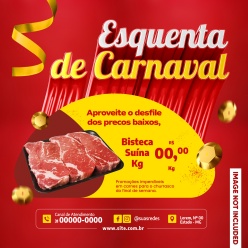 新鲜肉食折扣方形海报设计素材