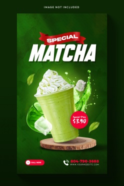 抹茶味饮品竖版招贴海报设计