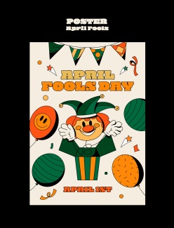 卡通插画愚人节主题海报设计源文件