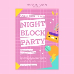 夜晚街区派对宣传海报传单模板设计