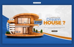 梦想中的房子主题横幅PSD素材