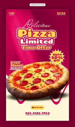 美味披萨美食竖版海报设计源文件